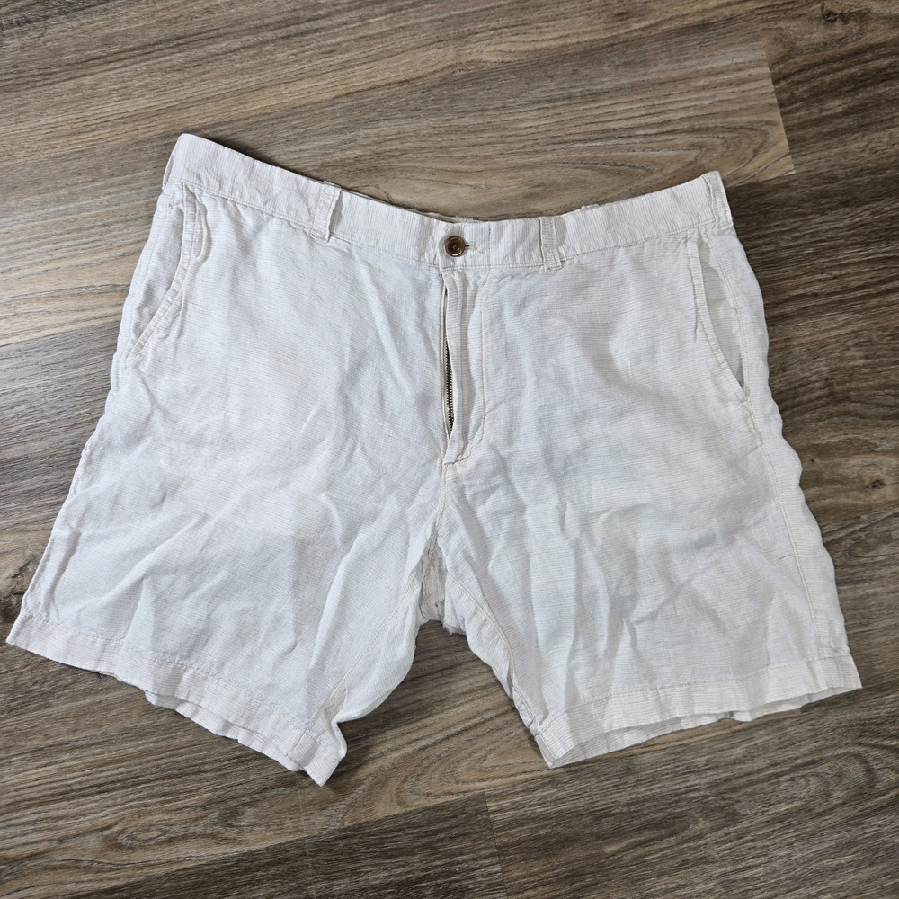 J.Crew 100% Linen Chino Shorts Mens 38 Cream 9" Inseam Beach Summer Coastal